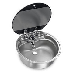 SMEV VA7306FP Round Dometic sink with glass lid