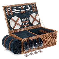 4 Person Blue Tweed Hamper