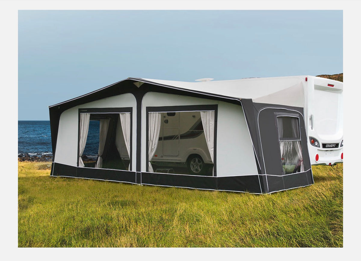 Aspire Caravan Awning charcoal with light grey 960 – Caravan Super Store
