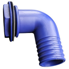40mm Angled connector 1 1/4" B.S.P Blue c/w Nut & Washer