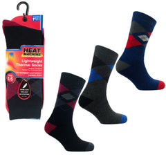 Mens Insulated L/Weight Argyle Socks (assorted Colours)