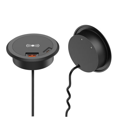 15W Wireless Charger & 2X USB Port Black